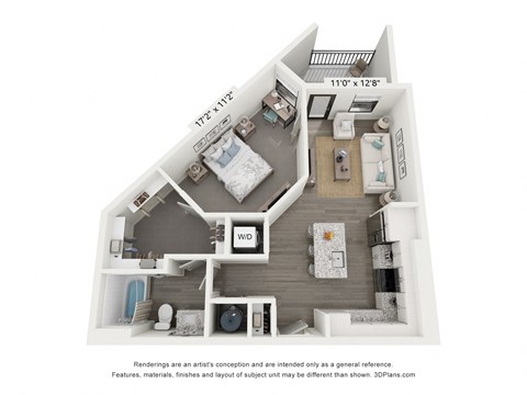 Floor plan for 1 bed, 1 bath, 759 sqft